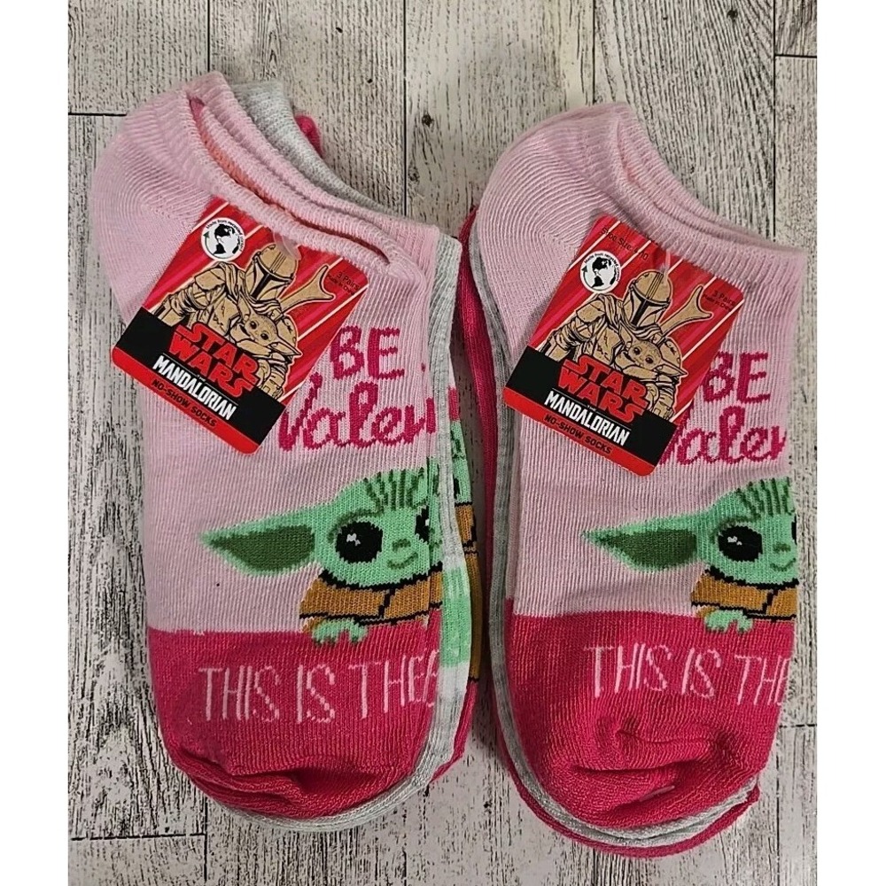 Star Wars No Show Socks Baby Yoda Shoe Size 4-10 3pk Lot of 2 Valentine NEW